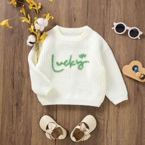 Infant Baby Boy Girl Knit Sweater Rooster Goose Embroidery Crew Neck Long Sleeve Pullover Knit Shirt Winter Clothes - 3