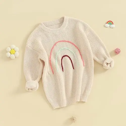 Infant Baby Boy Girl Knit Sweater Rooster Goose Embroidery Crew Neck Long Sleeve Pullover Knit Shirt Winter Clothes - 2