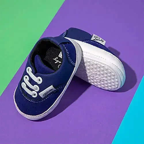 Infant Baby Boys Girls Canvas Sneaker Toddler Slip On Anti Skid Newborn First Walkers Candy Shoes for 0-18 Months - 5