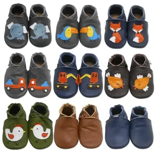 Infant Baby Moccasins rezina taglikli - Yumshoq charm, sirpanishga qarshi beshikda yuradigan chaqaloq poyafzali jigarrang - 6