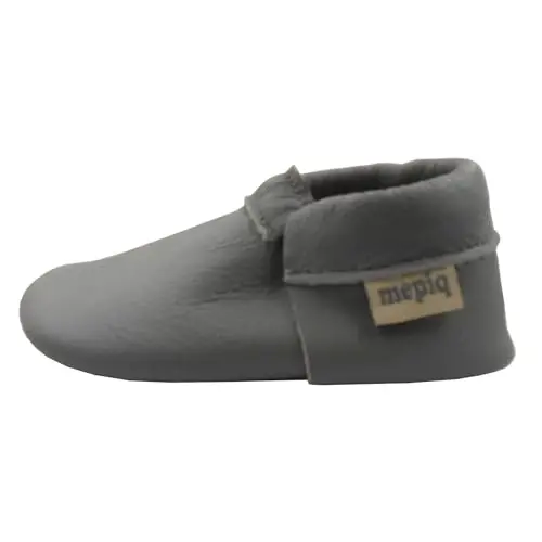 Infant Baby Moccasins with Rubber Sole - Soft Leather Anti Slip Crib Walking Baby Shoes Brown - 4