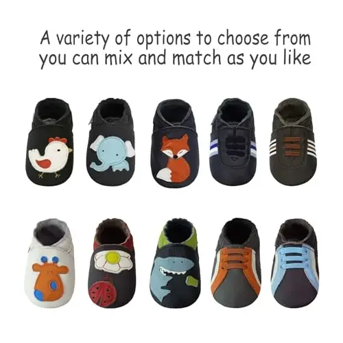 Infant Baby Moccasins with Rubber Sole - Soft Leather Anti Slip Crib Walking Baby Shoes Brown - 6