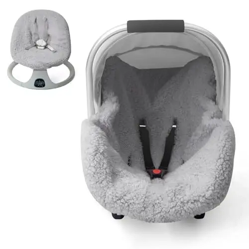Infant Car Seat Liner, Winter Car Seat Cover Baby, Plush Fleece Carseat Cover for Cold Weather, Newborn Car Seat Replacement Liner, Warm Baby Carrier Cover Protective Insert for 3 or 5 Point System - 1