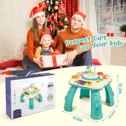 Infant Musical Learning Table, Toddler Activity Table Interactive Toys, Baby Busy Board Educational Learning Toy with Lights and Music, for 6 to 12-18 Months Boys Girls Preschool Gifts - 5