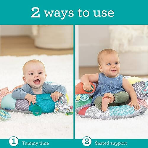 Infantino 2-in-1 Tummy Time & Seated Support - for Newborns and Older Babies, with Detachable Support Pillow and Toys, for Development of Strong Head and Neck Muscles - 2