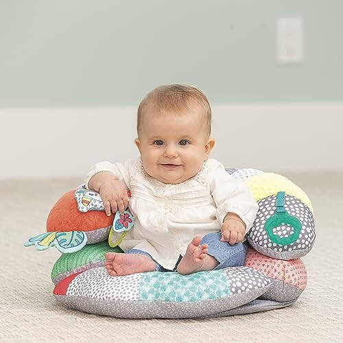 Infantino 2-in-1 Tummy Time & Seated Support - for Newborns and Older Babies, with Detachable Support Pillow and Toys, for Development of Strong Head and Neck Muscles - 3