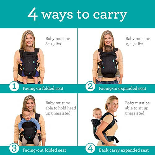 Infantino Flip 4-in-1 Carrier - Ergonomic for Newborns and Older Babies 8-32 lbs - 33