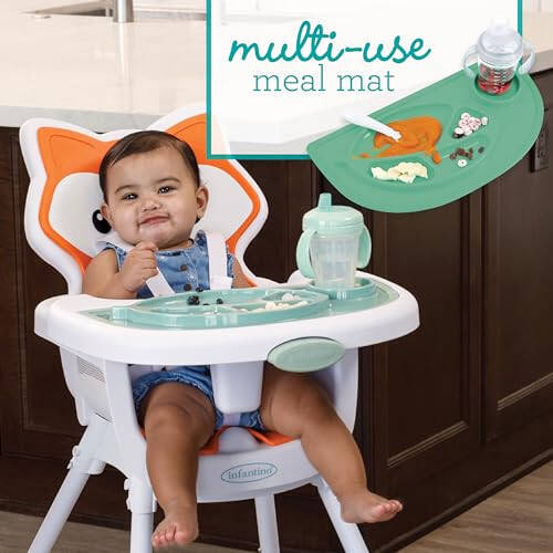 Infantino Grow-with-Me 4-in-1 Convertible High Chair, Fox-Theme, Space-Saving Design, Booster and Toddler Chair for Infants & Toddlers 3M-36M - 33