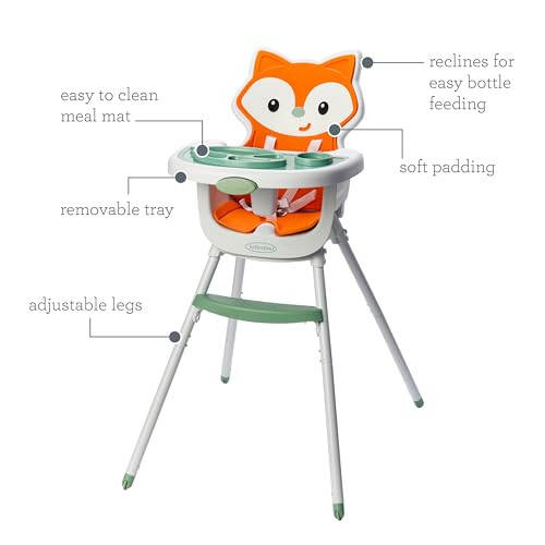 Infantino Grow-with-Me 4-in-1 Convertible High Chair, Fox-Theme, Space-Saving Design, Booster and Toddler Chair for Infants & Toddlers 3M-36M - 34