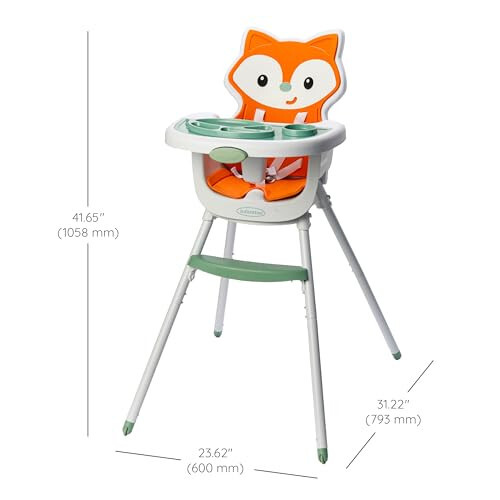 Infantino Grow-with-Me 4-in-1 Convertible High Chair, Fox-Theme, Space-Saving Design, Booster and Toddler Chair for Infants & Toddlers 3M-36M - 35