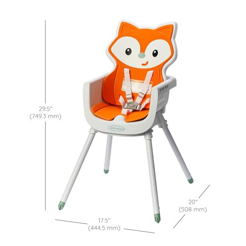 Infantino Grow-with-Me 4-in-1 Convertible High Chair, Fox-Theme, Space-Saving Design, Booster and Toddler Chair for Infants & Toddlers 3M-36M - 36