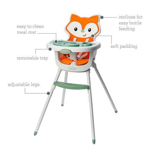 Infantino Grow-with-Me 4-in-1 Convertible High Chair, Fox-Theme, Space-Saving Design, Booster and Toddler Chair for Infants & Toddlers 3M-36M - 28