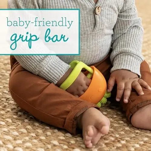 Infantino Handy Dandy Teething Mitt – Soft Silicone Teether for Babies, Develops Grasping Skills, Easy to Clean, Carrot - 3