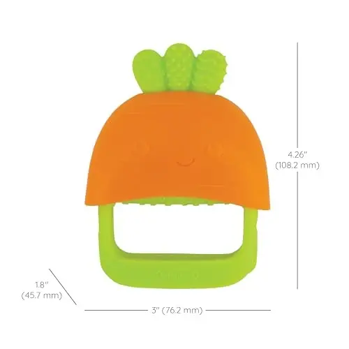 Infantino Handy Dandy Teething Mitt – Soft Silicone Teether for Babies, Develops Grasping Skills, Easy to Clean, Carrot - 6