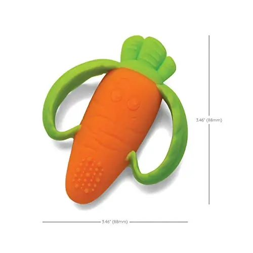 Infantino Lil’ Nibbles Textured Silicone Teether, BPA-Free Baby Teething Toy, Soft, Easy to Hold, Sensory Stimulation for Infants, Carrot - 2