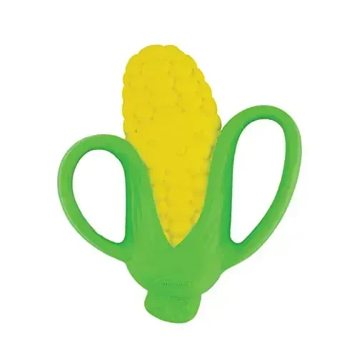 Infantino Lil’ Nibbles Textured Silicone Teether, BPA-Free Baby Teething Toy, Soft, Easy to Hold, Sensory Stimulation for Infants, Corn - INFANTINO