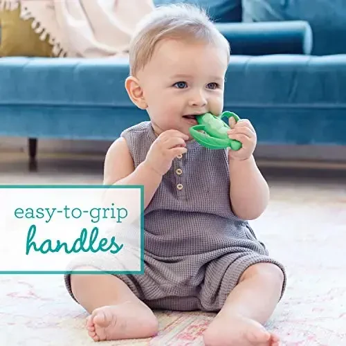 Infantino Lil’ Nibbles Textured Silicone Teether, BPA-Free Baby Teething Toy, Soft, Easy to Hold, Sensory Stimulation for Infants, Pea Pod - 4