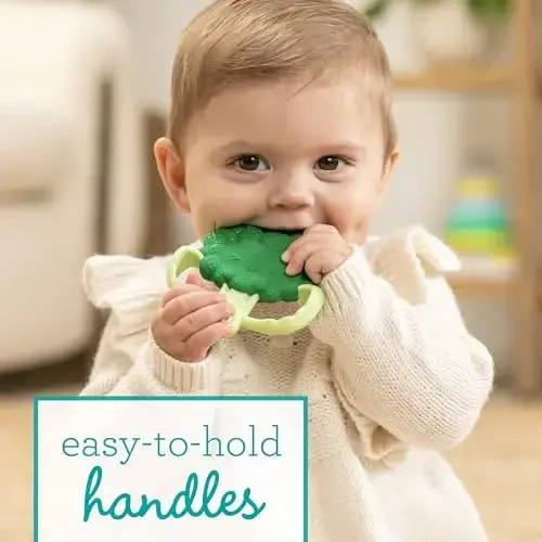 Infantino Lil’ Nibbles Textured Silicone Teether, BPA-Free Baby Teething Toy, Soft, Easy to Hold, Sensory Stimulation for Infants, Broccoli - INFANTINO (1)