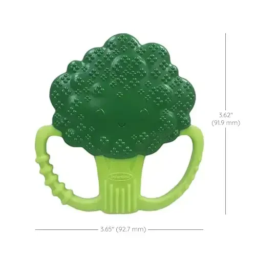 Infantino Lil’ Nibbles Textured Silicone Teether, BPA-Free Baby Teething Toy, Soft, Easy to Hold, Sensory Stimulation for Infants, Broccoli - 6