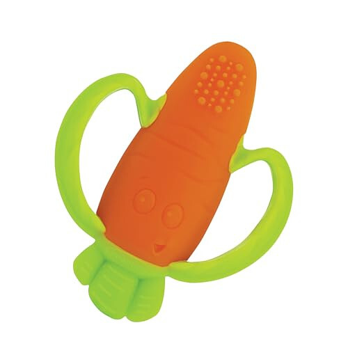 Infantino Lil' Nibbles Textured Silicone Baby Teether - Sensory Exploration and Teething Relief with Easy to Hold Handles, Orange Carrot, 0+ Months - 6