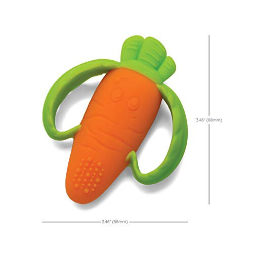 Infantino Lil' Nibbles Textured Silicone Baby Teether - Sensory Exploration and Teething Relief with Easy to Hold Handles, Orange Carrot, 0+ Months - 5