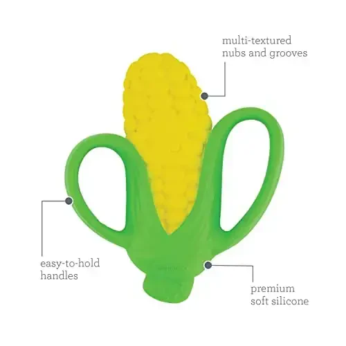 Infantino Lil’ Nibbles Textured Silicone Teether, BPA-Free Baby Teething Toy, Soft, Easy to Hold, Sensory Stimulation for Infants, Corn - 4