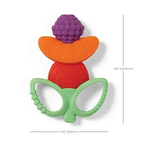 Infantino Lil’ Nibbles Textured Silicone Teether, BPA-Free Baby Teething Toy, Soft, Easy to Hold, Sensory Stimulation for Infants, Fruit Kabob - 5