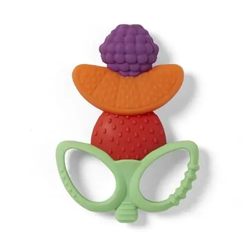 Infantino Lil’ Nibbles Textured Silicone Teether, BPA-Free Baby Teething Toy, Soft, Easy to Hold, Sensory Stimulation for Infants, Fruit Kabob - INFANTINO (1)