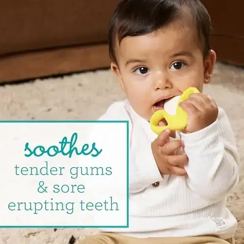 Infantino Lil’ Nibbles Textured Silicone Teethers, BPA-Free Baby Teething Toy, Soft, Easy to Hold, Sensory Stimulation for Infants, Banana, Broccoli, Fruit Kabob, 3-Pack Set - 3