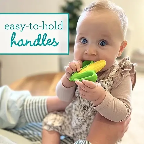 Infantino Lil’ Nibbles Textured Silikon Tishlagichlar, BPA-siz Chaqaloq Tishlash O'yinchog'i, Yumshoq, Us hlash Oson, Go'daklar uchun Sensorli Stimulyatsiya, Sabzi, Makkajo'xori, No'xat Qobig'i, 3 Donali To'plam - 3