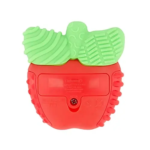 Infantino Lil’ Nibbles Vibrating Textured Silicone Teether, BPA-Free Baby Teething Toy, Soft, Easy to Hold, Sensory Stimulation for Infants, Apple. - 2