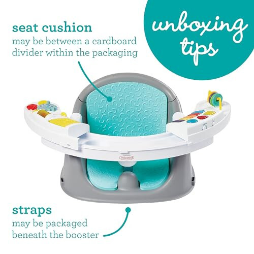 Infantino Music & Lights 3-in-1 Discovery Seat and Booster - Convertible, Infant Activity and Feeding Seat with Electronic Piano for Sensory Exploration, for Babies and Toddlers, Teal - 3