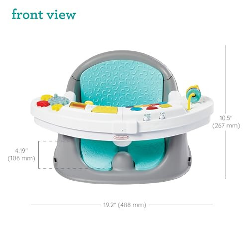 Infantino Music & Lights 3-in-1 Discovery Seat and Booster - Convertible, Infant Activity and Feeding Seat with Electronic Piano for Sensory Exploration, for Babies and Toddlers, Teal - 4