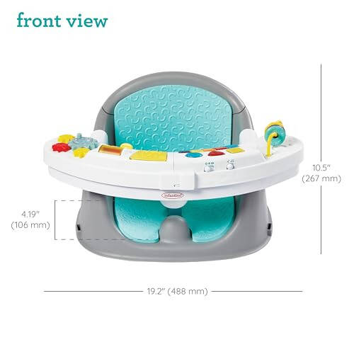 Infantino Music & Lights 3-in-1 Discovery Seat and Booster - Convertible, Infant Activity and Feeding Seat with Electronic Piano for Sensory Exploration, for Babies and Toddlers, Teal - 4