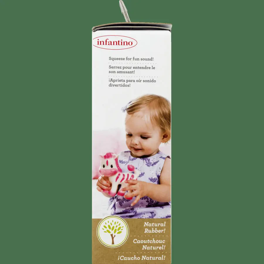 Infantino Squeeze & Teethe Baby Teething Toy, 6-12 Months Unisex, P)ink Zebra - 7