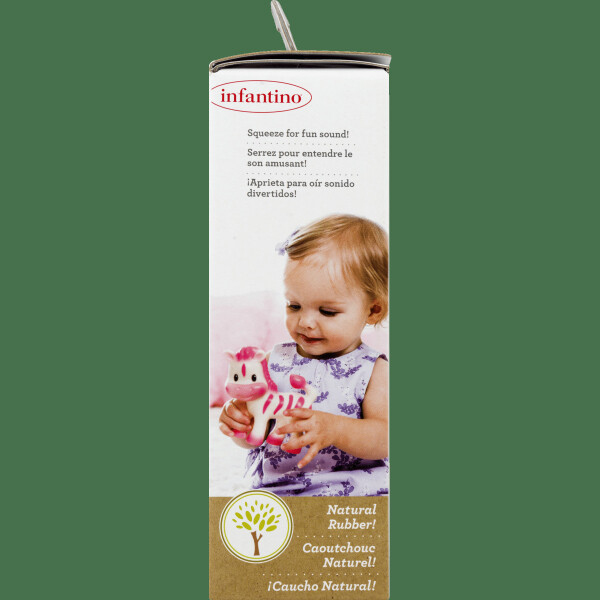 Infantino Squeeze & Teethe Baby Teething Toy, 6-12 Months Unisex, P)ink Zebra - 7