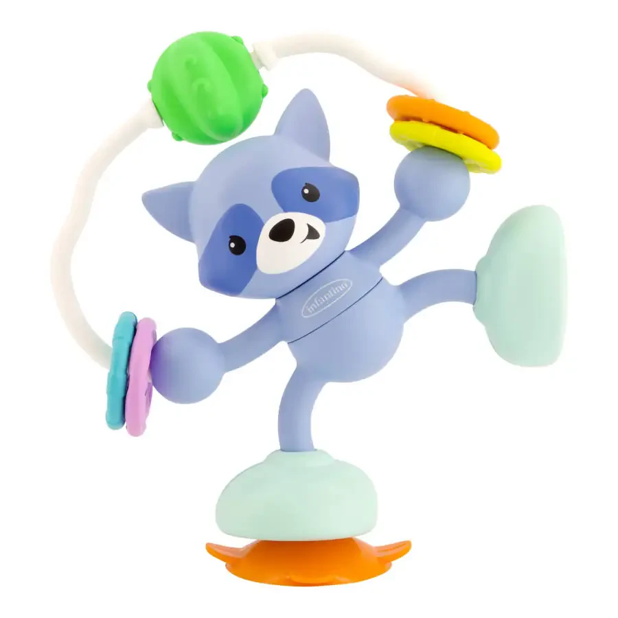 Infantino Stick & Spin Raccoon Pal Suction Attachment Toy, 4+ Months, Multicolor - 1