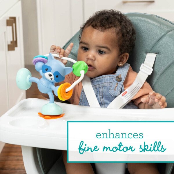 Infantino Stick & Spin Raccoon Pal Suction Attachment Toy, 4+ Months, Multicolor - 4