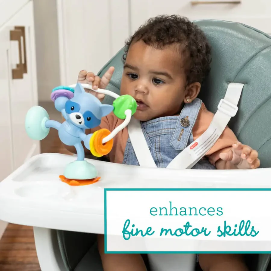 Infantino Stick & Spin Raccoon Pal Suction Attachment Toy, 4+ Months, Multicolor - 4