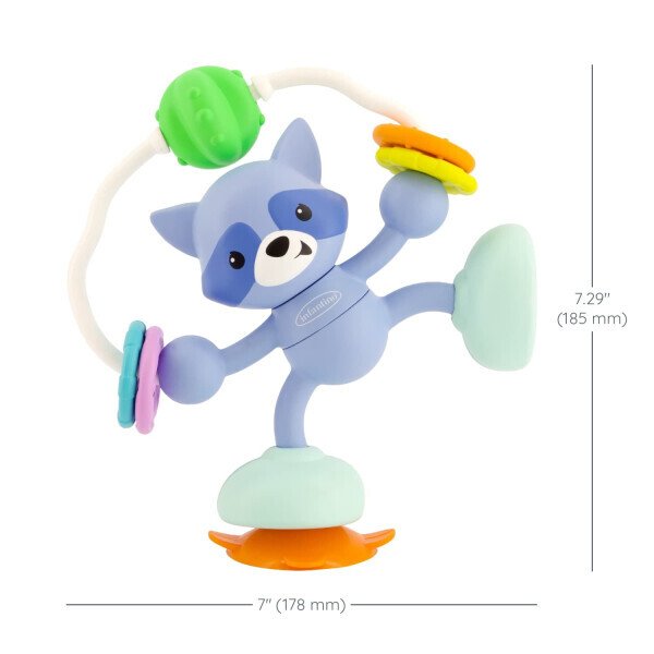 Infantino Stick & Spin Raccoon Pal Suction Attachment Toy, 4+ Months, Multicolor - 6