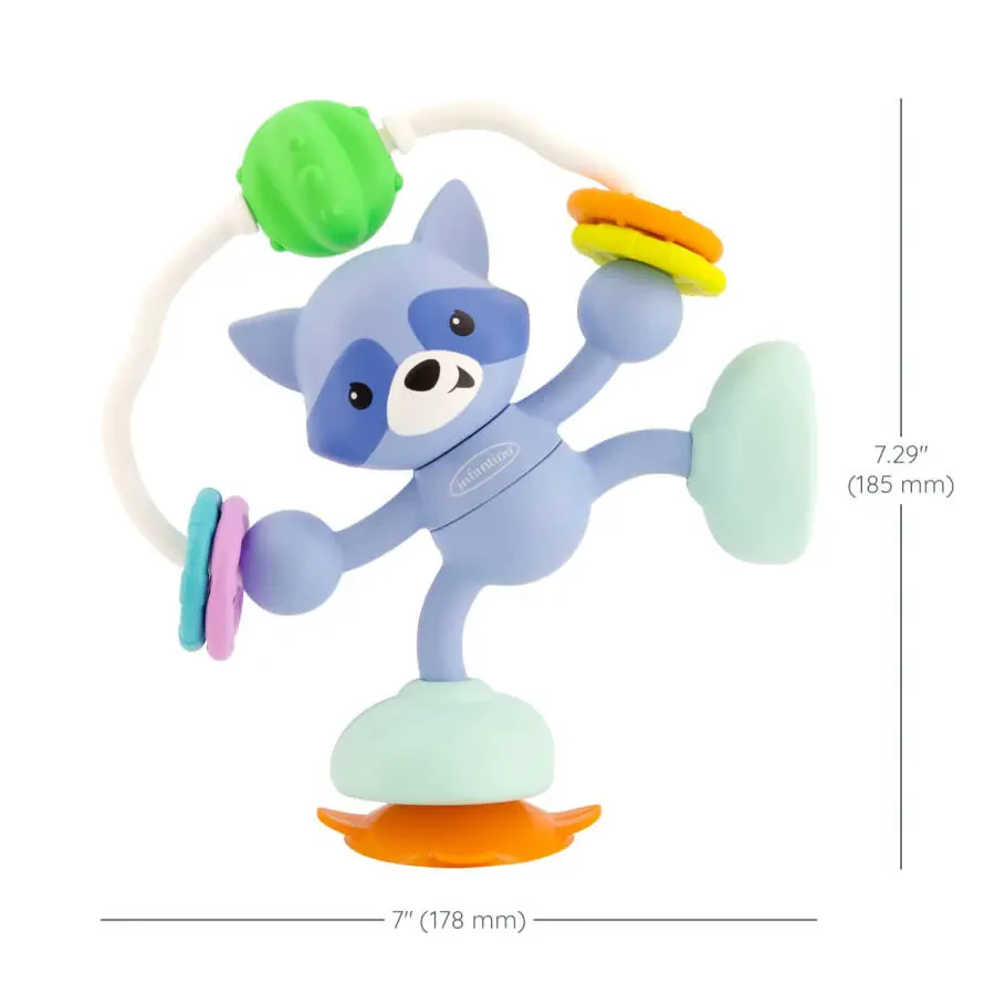 Infantino Stick & Spin Raccoon Pal Suction Attachment Toy, 4+ Months, Multicolor - 6