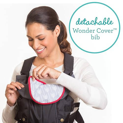 Infantino Swift Classic Carrier with Pocket, 2-Ways to Carry Carrier with Wonder Bib & Essentials Storage Front Pocket for Babies 8-25lb, Adjustable Strap, Black - 33