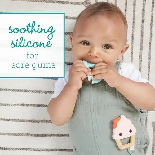 Infantino Sweet Tooth Silicone Teethers, Textured Baby Teething Toy, Ice Cream and Donut, 2-Pack - 2