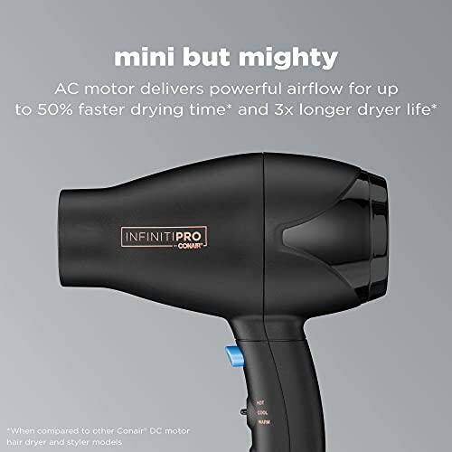 INFINITIPRO BY CONAIR Путешествующий Фен, Mighty Mini Компактный Легкий Профессиональный Фен с Двигателем AC - 2