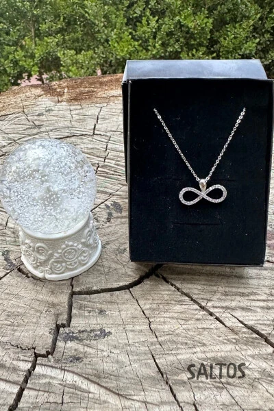Infinity Zircon Necklace Snow Globe Birthday Gift Infinity Necklace Sphere Gift for Friend Girlfriend - SALTOS