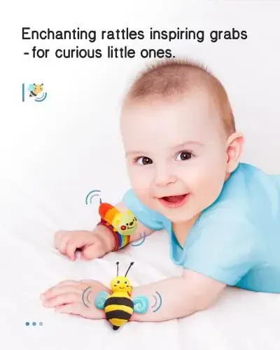 Infinno Baby Wrist Rattle Socks and Foot Finder Set, Perfect Baby Toys for 0-12 Months Newborn Boys and Girls As Baby Shower Gifts, Garden Bug Series - Infinno (1)