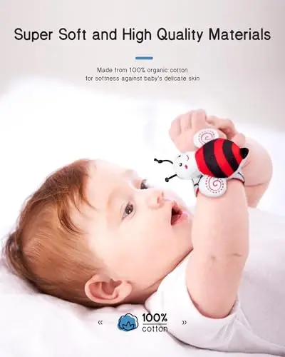 Infinno High Contrast Baby Toys Infant Rattle Socks and Wristband Set, Ideal Baby Sensery Toy Gifts for Newborn 0-12 Months, Perpect Black and White Toys for Boys and Girls As Baby Shower Gifts - INFINNO (1)