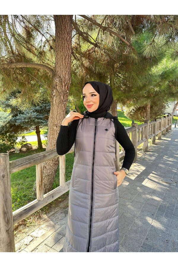 Inflatable Quilted Fiber Filled Women's Winter Long Sports Vest 50007 - 5