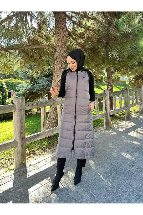 Inflatable Quilted Fiber Filled Women's Winter Long Sports Vest 50007 - 7