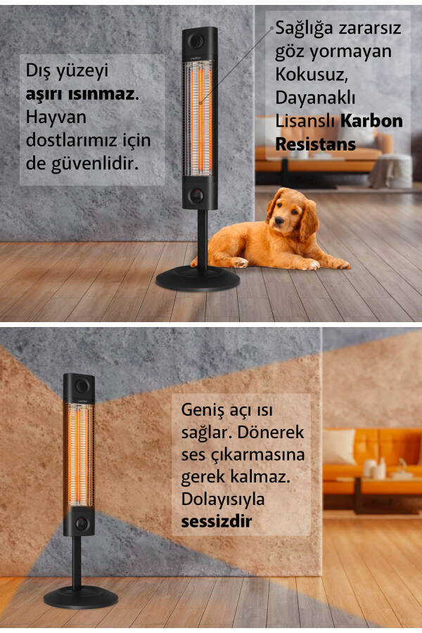 Havayı Kurutmayan Karbon Filament 1700w Uzaktan Kumandalı Infrared Elektirikli Isıtıcı - 2